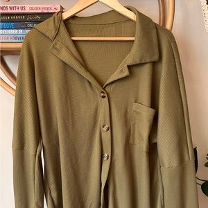 waffle knit button down